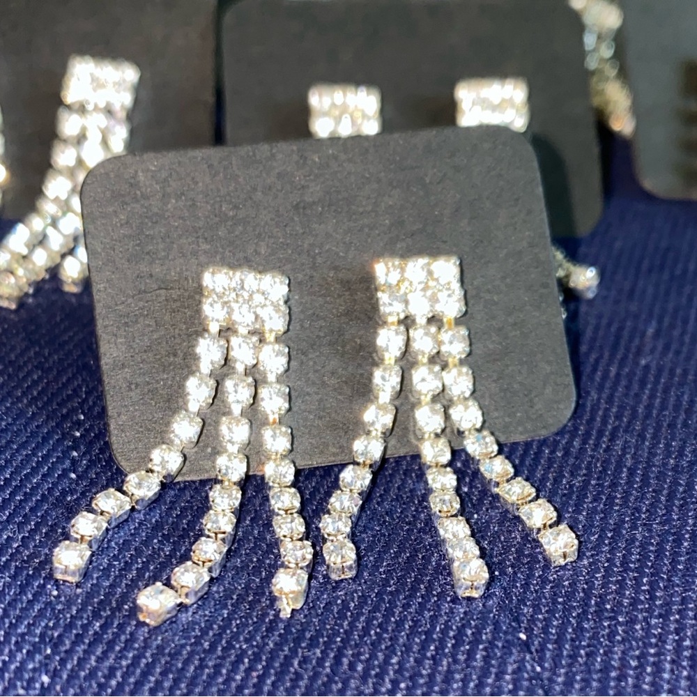 1 pair earrings chandelier 3 tiers rhinestones custom jewelry